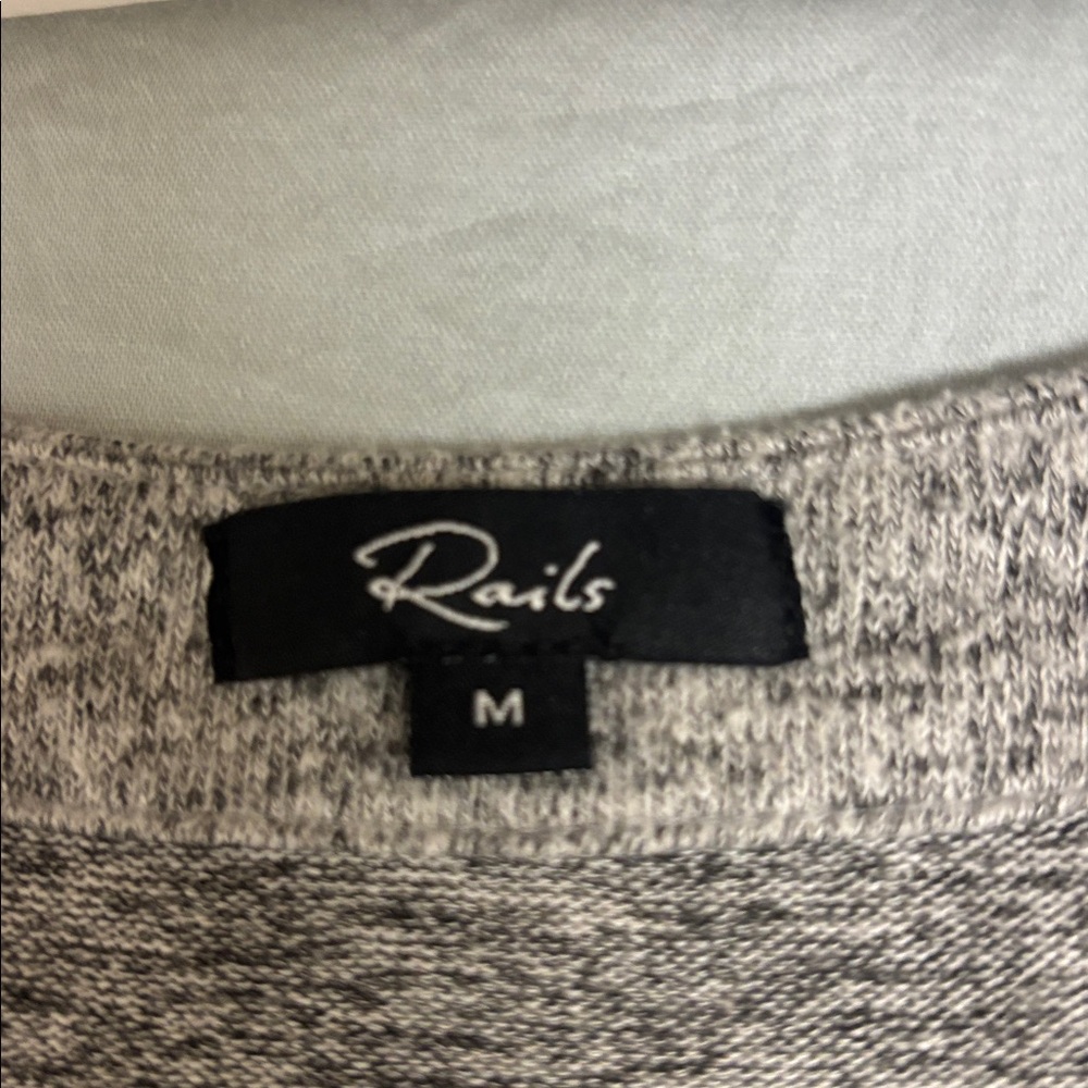 Rails Gray Lace-Up Knit Top Size Medium - Picture 4 of 7